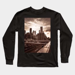 Manhattan Skyline Brooklyn Bridge New York City Long Sleeve T-Shirt